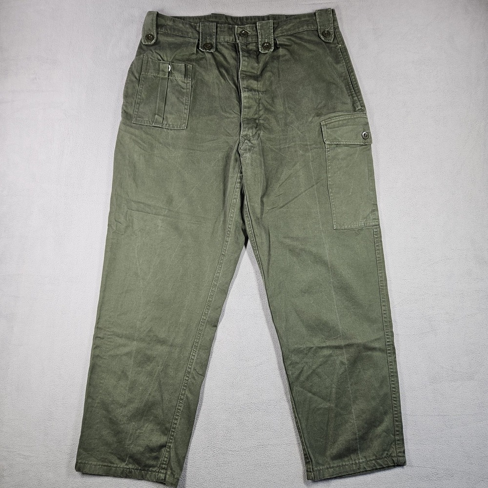 VTG 70s Belgian Army Military Cargo Field Pants - Size 34 x 27 Green Gevaco